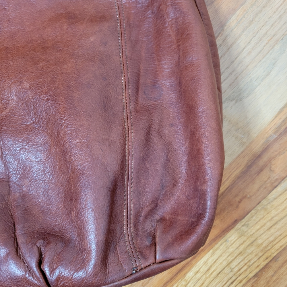 Vintage Brown Leather Shoulder Bag Purse Satchel - Picture 12 of 14